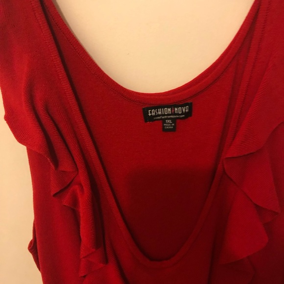 Fashion Nova Red Flare Hem Dress Size 1X - Picture 4 of 6